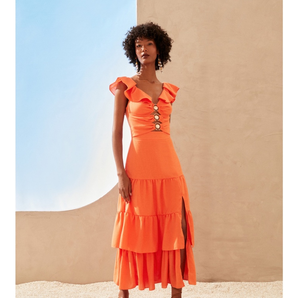 Beautiful orange mid dress from Brazilian Brand “Delight”. New with tags.